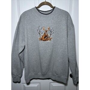 Vintage M&C Sport Embroidered Deer Buck Crewneck Sweatshirt Mens XL Gray